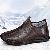 economico Stivali invernali e neve-scarpe invernali slip-on impermeabili da uomo con calda fodera in pelliccia, mocassini leggeri e casual antiscivolo per l&#039;esterno, adatti al freddo