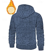voordelige Fleecehoodie-Voor heren Trui met capuchon Hoodie met volledige rits Sherpa Fleece Hoodie Spijkerbroekblauw Zwart Marineblauw Donkergrijs Capuchon Effen Lapwerk Sport &amp; Outdoor Dagelijks Feestdagen Polyester