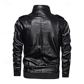 economico Giacca in ecopelle-Per uomo Giacca in Ecopelle Giacca da Biker Giacca da Moto Vacanza Quotidiano Antivento Tasca Primavera Autunno Semplice Moda Classico Collo alla coreana Regolare Nero Marrone Giacca