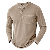 voordelige Casual Henley-T-shirt-Voor heren Henley-shirt T-shirts T-shirt Shirt met lange mouwen Lange mouw Retro Effen kleur Modieus Ontwerper Casual Mode Wijnoogst Puur Henley Vakantie Straat Casual Herfst Winter donkerbruin Zwart