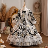 preiswerte Kleider-Rokoko Steampunk schick Maxi Partykostüm Zubehör Glockenärmel Prinzessin Schleife Retro Ballkleid Spitzkragen Kostüm Mädchen königlich Weihnachten Halloween Karneval Maskerade Hochzeitsfeier Festival