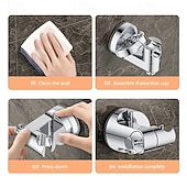 economico Mensole per il bagno-Supporto per soffione doccia regolabile da 2 pezzi, supporto per soffione doccia portatile con ventosa rimovibile, ganci, angolo regolabile &amp;supporto per soffione doccia in altezza