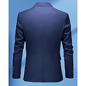billige Herre Klassiske Blazere-Herre Blazer Virksomhet Cocktailfest Bryllupsfest Mote Fritid Vår Høst Polyester عادي Lomme Knapper Bekvem Enkeltkneppet Blazer Svart Navyblå Himmelblå