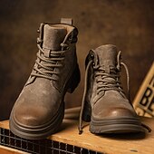 お買い得  ワークブーツ-メンズクラシックワークブーツ - クッション性のあるインソールと耐久性のあるグリップソールを備えた頑丈な屋外用安全靴。建設現場や日常のアウトドアウェアに最適です。