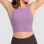tanie Biustonosze sportowe i kamizelki-Damskie Biustonosz typu racerback Czołg Wyściełany Bez rękawów Top Athleisure Jesień Solidne kolory Wysokie podpory Oddychający Siłownia Bieganie Zdatność Odzież sportowa Odzież sportowa Czarny Biały