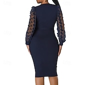 preiswerte abendkleider-Damen Minikleid schwarzes kleid Partykleid Cocktailkleid Satinkleid Mode Modern Party Abendgesellschaft Cocktailparty Normale Passform Einfach Langarm V Ausschnitt Schwarz Weiß Wein Rote Herbst Winter