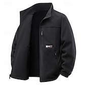 abordables chaqueta deportiva-Hombre Chaqueta al aire libre Impermeable Chaqueta para senderismo Diario Senderismo Resistente al Viento A Prueba de Lluvia Bolsillo Otoño Invierno Plano Moda Clásico Escote Chino Regular Negro