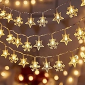 お買い得  ＬＥＤライトストリップ-クリスマス LED スノーフレーク エルク スター フェアリー ストリングライト 10/20/40LED 新年 ウェディング ガーランドライト 電池式 ホリデーパーティー 雰囲気 デコレーション
