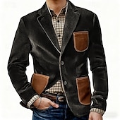 Men's Corduroy Jacket Corduroy Blazer Business Cocktail Party Wedding Party Fashion Casual Spring Fall Polyester Color Block Pocket Buttons Comfortable Single Breasted Blazer Army Green4