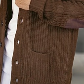 preiswerte Herren Strickjacke-Herren Pullover Strickjacke Gerippt Stricken Normale Oberteile Gestrickt Einfach Schalkragen Urlaub Mode Lässig Alltagskleidung Bekleidung Frühling &amp; Herbst Schwarz Braun M L XL