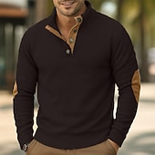 economico Felpe di base-Per uomo Maglia Velluto a coste Felpa con cappuccio Maglione Felpa con cappuccio abbottonata Aalbicocca Blu denim Nero Bianco Verde militare Colletto Mao Semplice Patchwork Blocco di colore Sport