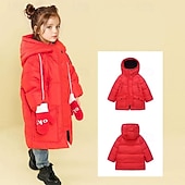 economico Giacca in piuma e parka per ragazze-Bambini Ragazze Cappotto in Piuma Giacca Imbottita Tinta unica Moda Tasca Scuola Cappotto Capispalla 4-12 Anni Autunno Nero Rosso Viola