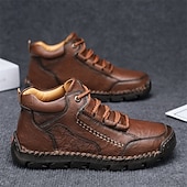 baratos Botas de cano curto-Botas de caminhada masculinas marrons com sola durável – calçados casuais versáteis para atividades ao ar livre, caminhadas e aventuras de fim de semana