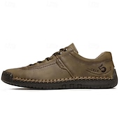 cheap Casual Lace-Up Shoes-Men's Brown Lace-Up Casual Shoes with Stitched Detailing, Comfortable Design for Daily Wear, Outdoor Adventures and Weekend Getaways