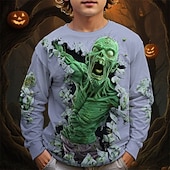 billiga Pojkes Halloween kostymer-Halloween pojkars t-shirt med 3D-dödskalle långärmad vår höst mode grundläggande barn 4-12 år rund hals utomhus casual daglig normal passform