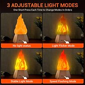 abordables Luces de Navidad-Lámpara de fuego artificial, recargable por USB, velas sin llama con llama parpadeante, luz LED de 3 modos para acampar al aire libre, vacaciones, Halloween, Navidad, Acción de Gracias, decoración de