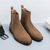 economico Stivali Chelsea-stivaletti chelsea da uomo in pelle scamosciata marrone con pannelli laterali elastici, stile casual alla caviglia per gentiluomini, ideali per outfit autunnali, abbigliamento quotidiano e riunioni del fine settimana