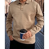 preiswerte Klassisches Poloshirt für Herren-Herren Poloshirts Golf Poloshirts Geschäft Lässig Revers Klassisch Langarm Mode Basic Einfarbig Texture Jacquard Herbst Winter Ganzjahres Lässiger Schnitt Schwarz Weiß Grau Marineblau Khaki Armeegrün