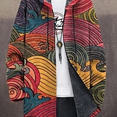 economico giacca in pile da uomo-Per uomo Grafico Cappotto Invernale Giacca in Pile Cappotto Calore Termico Confortevole Casual Casuale Abbigliamento quotidiano Cerniera Tasca Stampa 3D Autunno Inverno Con Cappuccio Manica Lunga