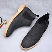 abordables Bottes de Chelsea-Bottines Chelsea grises pour hommes avec détails brogue à bout d&#039;aile, style vintage élégant pour les mariages, le travail et les occasions semi-formelles