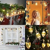 abordables Guirlandes lumineuses led-Guirlande lumineuse de Noël à ampoules, flocon de neige, sapin de Noël, 1,5 m, 10 LED, alimentée par piles, pour fête de Noël, fenêtre, balcon, porche