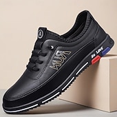 baratos Sapatos Casuais com Cadarço-Tênis confortáveis masculinos de couro sintético marrom – calçados antiderrapantes e acolchoados para atividades ao ar livre, para caminhadas, trabalho e uso diário