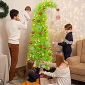 cheap Indoor Christmas Lights-Whimsical Christmas Tree - 90/150cm Artificial Grinchs Christmas Tree with Lights - LED Lights/Stand - Perfect for Christmas Decorations Indoor/Party Decoration
