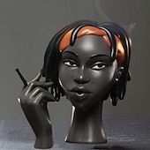 billiga Skulpturer-huvud rökelse brännare svart kvinna, svart dam huvud doft brännare svart kvinnor huvud, huvud rökelse brännare svart kvinna, huvudet rökelse hållare för olika miljöer