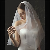 preiswerte Schleier-Einstufig Zeitgenössisch / Stilvoll / Klassicher Stil Hochzeitsschleier Ellbogenlange Schleier mit Kamm mit  Blumen / Unifarbe 85 cm Tüll