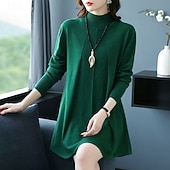 abordables Robes pull-Femmes Mini Robe Robe Pull Robe Décontractée Élégant Mode Moderne Extérieur Quotidien Sortir Coupe régulière Uni manche longue Col roulé Noir Vert Claire Bleu Marron Printemps Automne