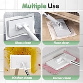 cheap Cleaning Supplies-Disposable Dust Mop with 4 Reusable Cloths 39&quot; Long Handle Wet and Dry Mopping Sweeper Stick with Locking Head &amp; Sweeping Cloths for Multi Surface Floor Cleaning