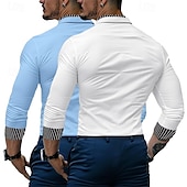 levne Pánské společenské košile-Pánské Košile Košile k obleku Košile pro volný čas Košile s páskovým límečkem Košile na knoflíky Proužek Formální Obchod bílá + červená Bílá + modrá modrá + červená Dlouhý rukáv Stojáčkový límec Jaro