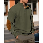baratos Suéteres básicos-Homens Moletom Preto Verde Claro Verde Tropa Azul Marinha Azul Henley Bloco de cor Patchwork Desportos e Ar livre Diário Feriado Poliéster Roupa de rua Básico Casual Primavera Outono Roupa Moletons