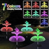 cheap Landscape Lights-4PCS Solar LED Jellyfish Butterfly Lawn Light Outdoor  Tree Star Garden Light RGB Changing  Party Yard Lawn Garage Walkway Decoration Solar Landscape Light