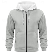 economico felpe con cappuccio da uomo di base-Per uomo Felpa con cappuccio Felpa con cappuccio a zip intera Rosso bordeaux Nero Bianco Blu marino Cammello Con Cappuccio Semplice Patchwork Blocco di colore Sport &amp; Outdoor Casuale Quotidiano