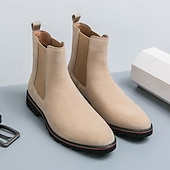 economico Stivali Chelsea-stivaletti chelsea da uomo in pelle scamosciata marrone con pannelli laterali elastici, stile casual alla caviglia per gentiluomini, ideali per outfit autunnali, abbigliamento quotidiano e riunioni del fine settimana