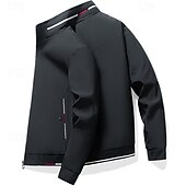 baratos Jaquetas Casuais-Homens jaqueta leve Jaqueta casual Férias Diário Bolsos Outono Inverno Tecido Moda Clássico Colarinho Chinês Padrão Preto cáqui Cinzento Casaco