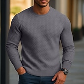 economico maglione pullover da uomo-Per uomo Maglione Maglione a maglia A Coste Maglia Top Regolari Jacquard Lavorato a maglia Semplice Girocollo Moda Essenziale Vacanza Casuale Abbigliamento Autunno Autunno &amp; Inverno Bianco Blu marino