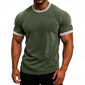ieftine tricouri de bază-SoftFade™ T-Shirt pentru Bărbați T-Shirt Top Mâneci Scurte Mâneci Scurte Guler Rotund Guler în V Vară Culoare Solidă Vintage Culoare Bloc Cămașă Făcută Spălată Casual Vacanță Stradă Verde Închis Maro