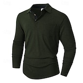 preiswerte Klassisches Poloshirt für Herren-Herren Golfshirt Golf Poloshirts Arbeit Lässig Revers Langarm Basic Modern Einfach Tasche Knöpfe Frühling Herbst Normale Passform Schwarz Weiß Marineblau Dunkelgrün Khaki Armeegrün Golfshirt