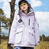 preiswerte Jungen Daunen- und Parkajacke-Kinder Unisex Daunenjacke Outdoorjacke Daunenjacke Oberbekleidung Einfarbig Tarnung Langarm WASSERDICHT warm halten Winddicht Mantel Outdoor Täglich Basic Schwarz Weiß Rosa Herbst Winter Ab 4 Jahren