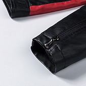 economico Giacca in ecopelle-Per uomo Giacca in Ecopelle Giacca da Biker Giacca da Moto Vacanza Quotidiano Antivento Patchwork Tasca Primavera Autunno Semplice Moda Classico Collo alla coreana Regolare Nero Bianco Rosso Marrone