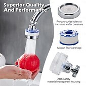 ieftine Gadgeturi de Baie-bucătărie universală rotativă la 360 de grade &amp;Purificator de apă pentru robinet de baie - Pachet de 2 robinete cu filtru de apă pentru chiuvetă cu 6 cartușe de filtrare - elimină clorul, fluorul și