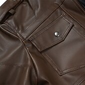ieftine Geacă din piele artificială-Bărbați Δερμάτινα μπουφάν Jachetă din lână Geaca de motociclist Geaca de motociclete Vacanță Zilnic Rezistent la Vânt Cald Buzunar Iarnă Simplu Modă Clasic Capișon Regulat Negru Maro Jachete
