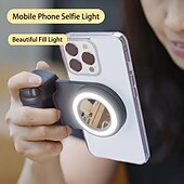 Недорогие Держатели для телефона-Ручка для камеры смартфона, подставка для камеры смартфона, магнитный съемный пульт дистанционного управления, вращающийся на 360 градусов магнит, встроенный фонарик, удобные селфи, прямая трансляция,