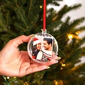 cheap Christmas-Personalized Photo Puzzle Christmas Ornament Custom Xmas Memory Photo Ball Hanging Pendant, Unique Keepsake Gift for Christmas Tree Decoration