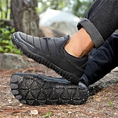 abordables Botas de invierno y nieve-Botas de nieve cálidas de invierno sin cordones para hombre con suela antideslizante, diseño acolchado informal para caminar al aire libre, viajar en climas fríos y uso diario.