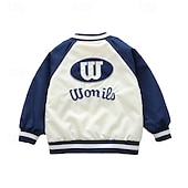 billiga Pojkars basebolljackor-Barn Unisex Baseballjackor Ytterkläder Färgblock Långärmad Dragkedja Ficka Lättvikt Komfort Mjukt Täcka Utomhus Mode Dagligen Blå Grön Vår Höst 4 år +