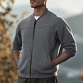 abordables Sudaderas Básicas_-Hombre Sudadera Sudadera con cremallera Sudadera con cremallera completa Negro Rojo Azul Marino Azul Piscina Gris Oscuro Cuello Mao Plano Bolsillo Deporte Diario Festivos Algodón Ropa de calle Básico