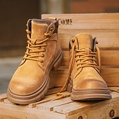 お買い得  ワークブーツ-メンズクラシックワークブーツ - クッション性のあるインソールと耐久性のあるグリップソールを備えた頑丈な屋外用安全靴。建設現場や日常のアウトドアウェアに最適です。